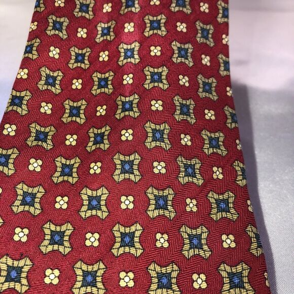 Brooks Brothers Makers Silk Blend Geometric Pattern Burgundy Neck Tie - Picture 2 of 6